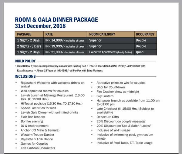 Golden Tulip Bhiwadi New Year Packages 2019